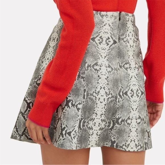 Genuine lamb LEATHER snakeskin print skirt VEDA Sz S - Picture 3 of 7